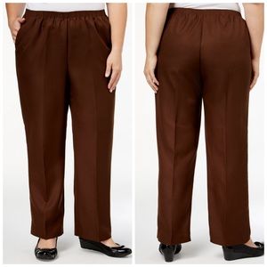 Alfred Dunner Brown Classic Pull On Straight Leg Pants Plus Size 24W